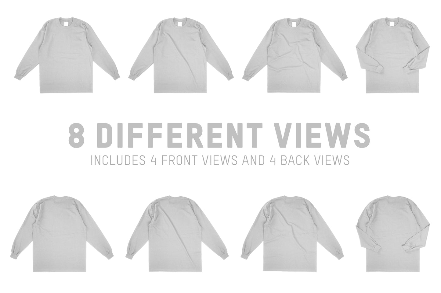 Shaka Wear 7.5oz Max Heavyweight Long Sleeve T-Shirt Mockups