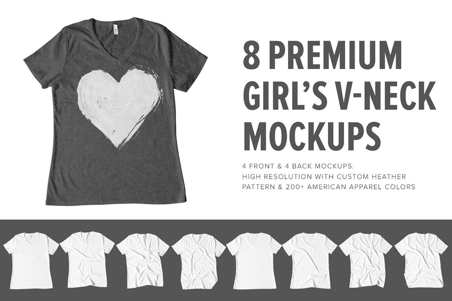 Premium Girl's V-Neck T-Shirt Mockups