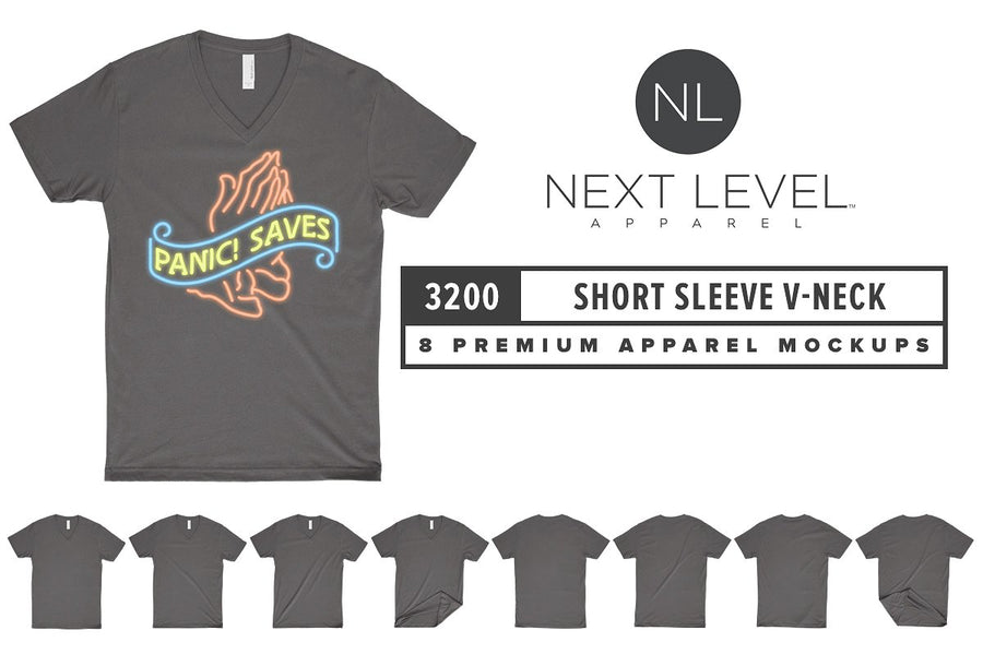 Next Level 3200 Short Sleeve V-Neck Mockups