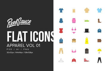 Clothes & Apparel Flat Icons Vol 01