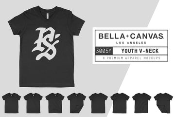 Bella Canvas 3005Y Youth V-Neck Mockups