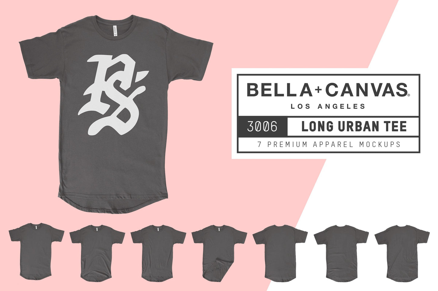 Bella + Canvas 3006 Long Urban T-Shirt Mockups