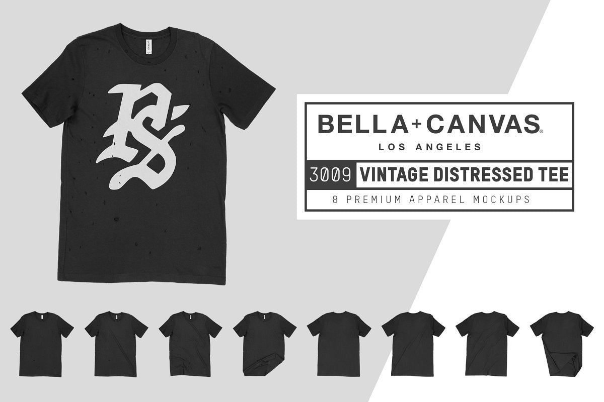 Bella + Canvas 3009 Distressed T-Shirt Mockups