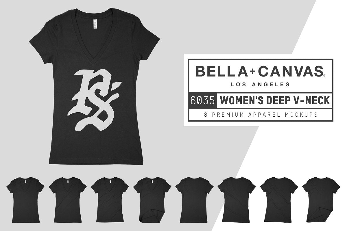 Bella + Canvas 6035 Ladies Deep V-Neck Mockups