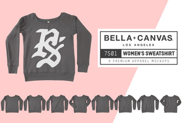 Bella Canvas 7501 Women's Sweatshirt Mockups