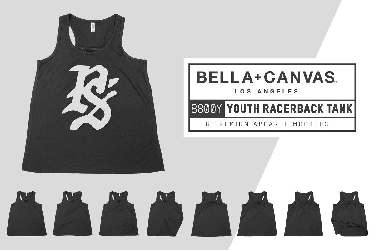 Bella + Canvas 8800Y Youth Racerback Mockups