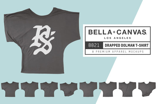 Bella + Canvas 8821 Draped Dolman T-Shirt Mockups