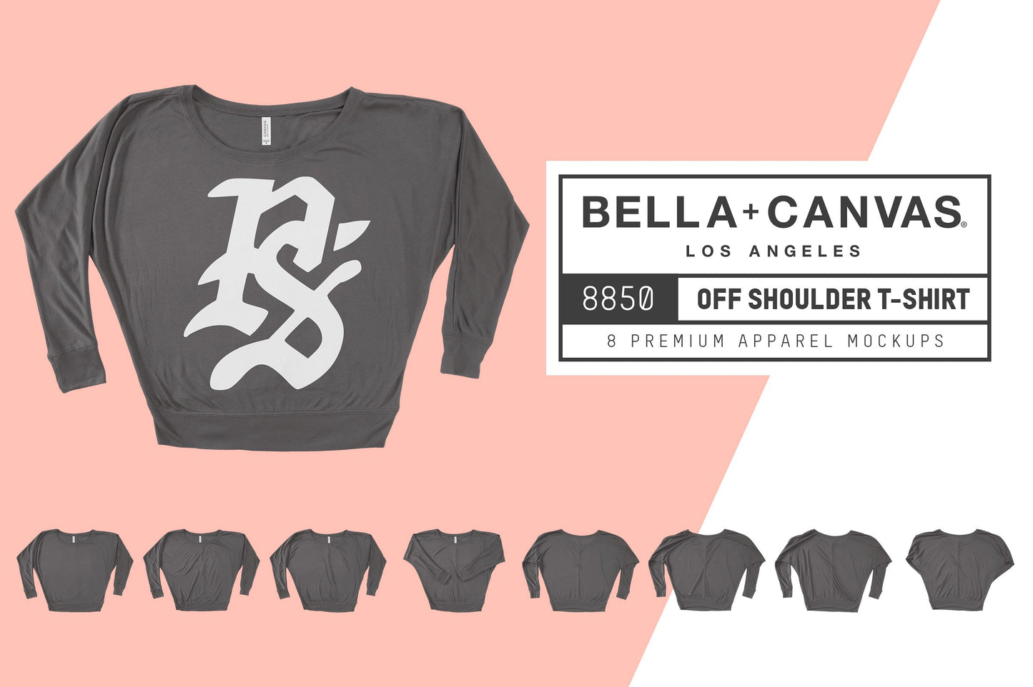 Bella + Canvas 8850 Off Shoulder T-Shirt Mockups