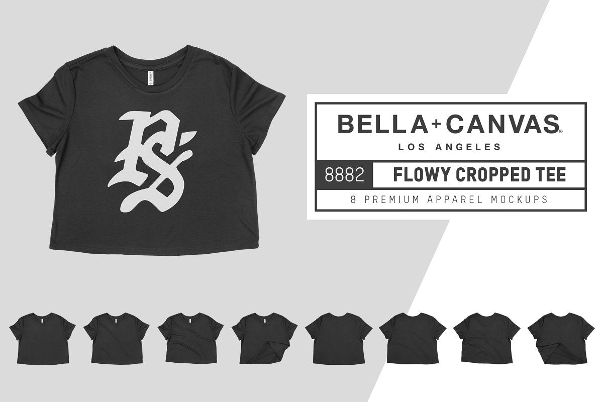 Bella + Canvas 8882 Flowy Cropped T-Shirt Mockups