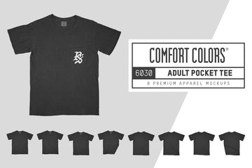 Comfort Colors 6030 Adult Pocket T-Shirt Mockups