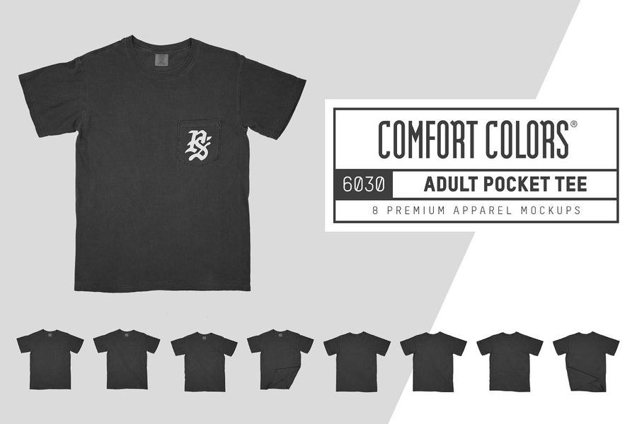 Comfort Colors 6030 Adult Pocket T-Shirt Mockups