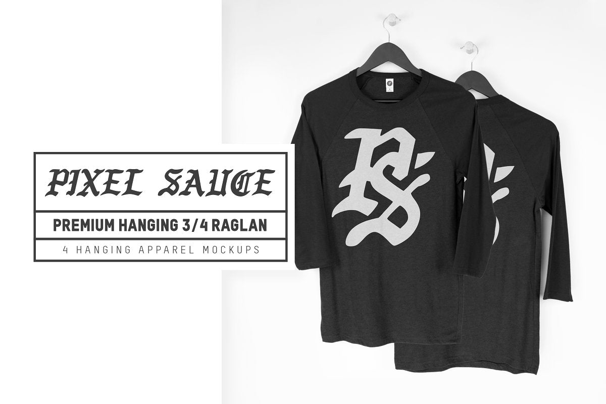 Hanging 3/4 Raglan Mockups