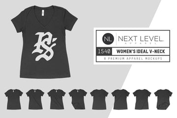 Next Level 1540 Women's Ideal V-Neck T-Shirt Mockups