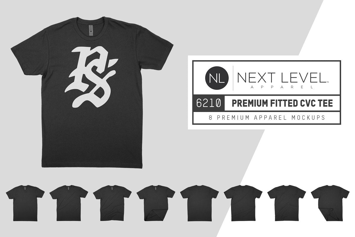 Next Level 6210 Fitted CVC Crew T-Shirt Mockups