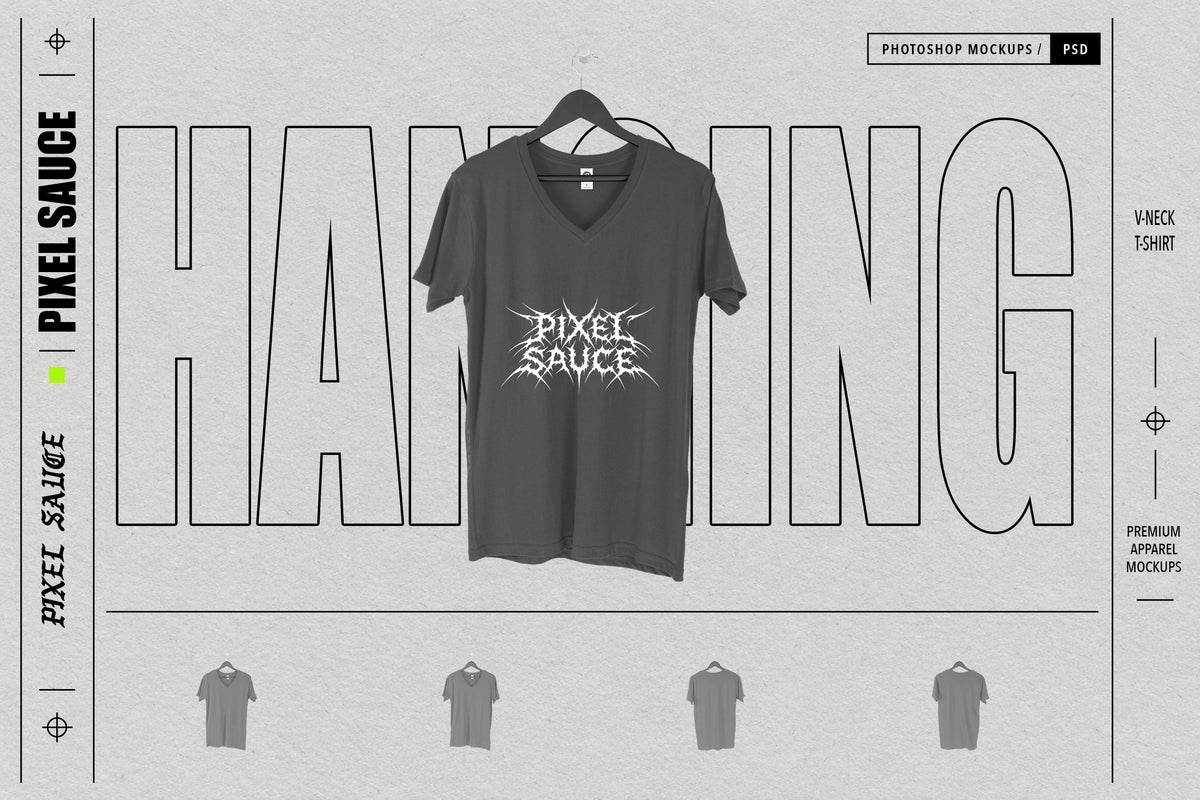 Hanging V-Neck T-Shirt Mock up